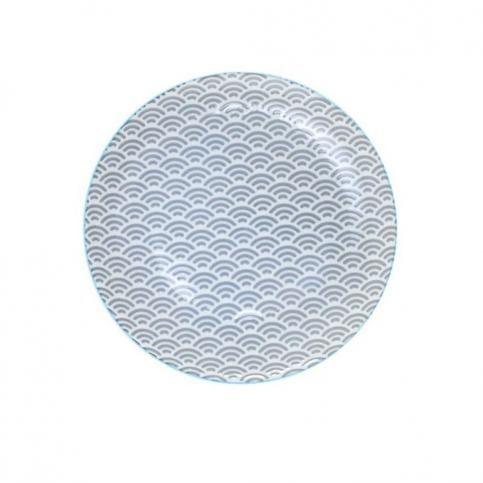Šedý porcelánový talíř Tokyo Design Studio Wave, ⌀ 20,6 cm - Bonami.cz