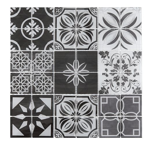 Skleněná mozaika Premium Mosaic černobílá 30x30 cm lesk PATCHWORK300 - Siko - koupelny - kuchyně