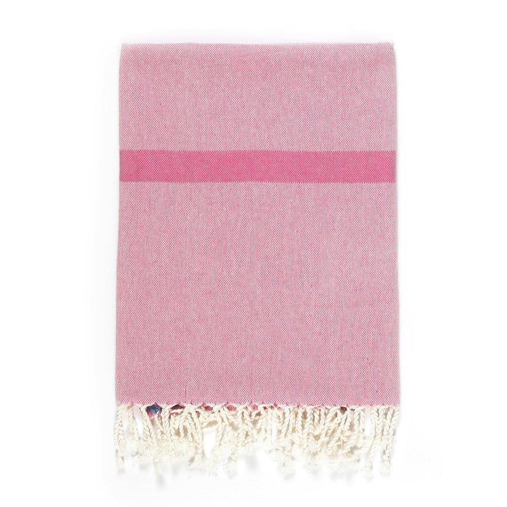 Růžovo-béžová osuška s příměsí bavlny Kate Louise Cotton Collection Line Pink Beige, 100 x 180 cm - Bonami.cz
