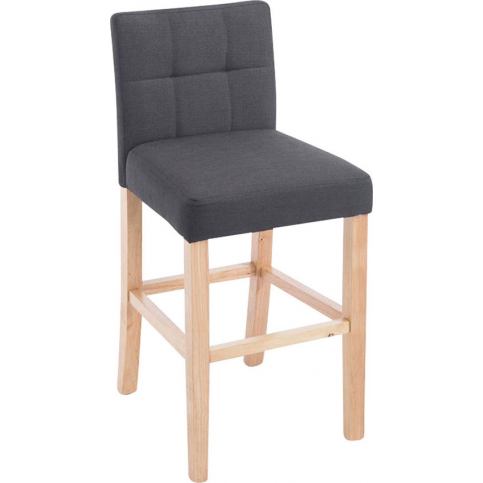 BHM Germany Barová židle textil, tmavě šedá, elegantní prošívání, podnož ze dřeva - M DUM.cz