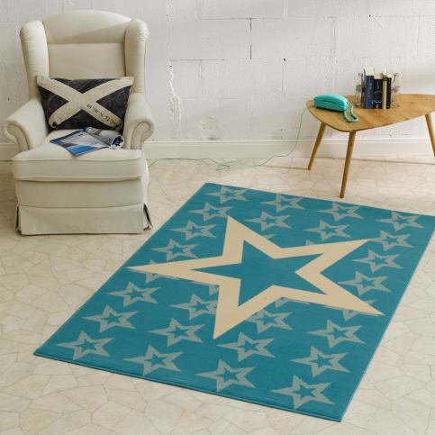 Hanse Home Collection koberce Kusový koberec CITY MIX | modrý | hvězdy Rozměry koberců: 140x200cm MK - Veselá Žena.cz