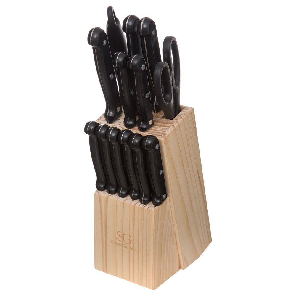 Secret de Gourmet Kuchyňská sada kovové nožů v dřevěném bloku, 14.5x10.8x10 cm - EDAXO.CZ s.r.o.