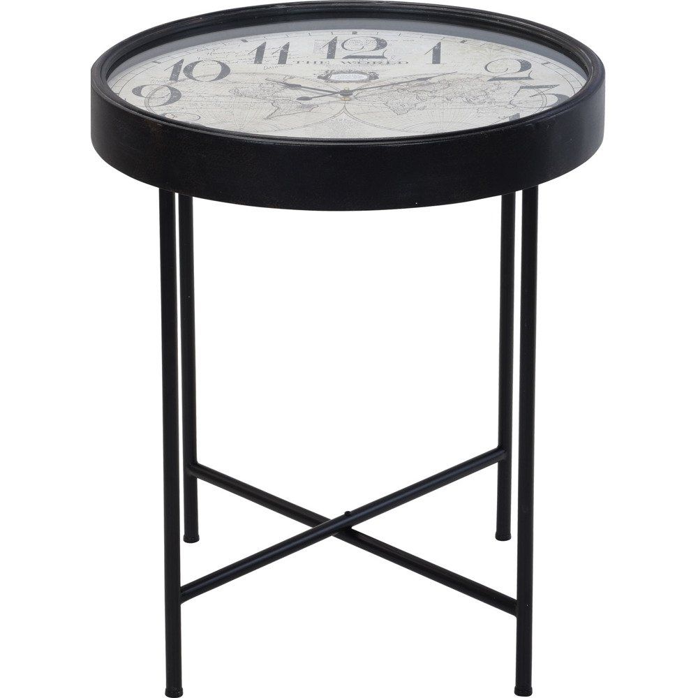 Home Styling Collection Kovový stolek s hodinami, kávový stolek s hodinami a mapou světa, dekorační stolek a hodiny - EMAKO.CZ s.r.o.