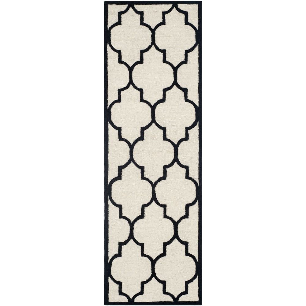 Bíločerný vlněný koberec Safavieh Everly, 243 x 76 cm - Bonami.cz