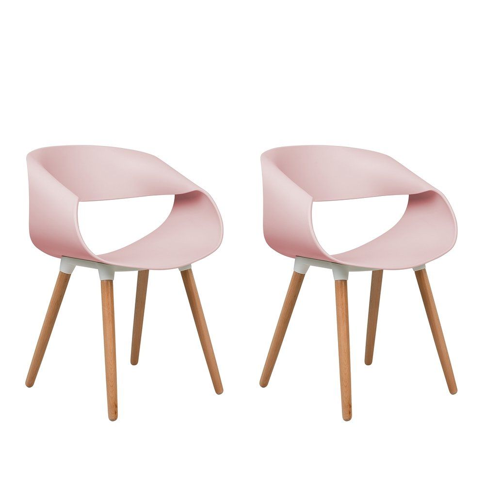 Sada dvou jídelních židlí v růžové barvě CHARLOTTE - Beliani.cz