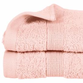 Emako Bavlněný ručník na ruce s ozdobnou bordurou, růžový koupelnový ručník z přírodní bavlny