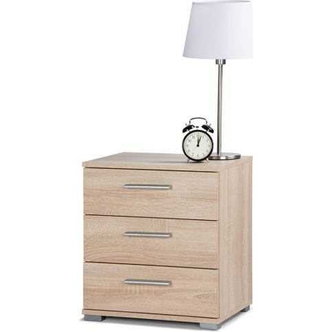 FARELA Noční stolek s 3 zásuvkami, výška 50 cm, dub,moderní vzhled, melamin Sonoma dub, - M DUM.cz