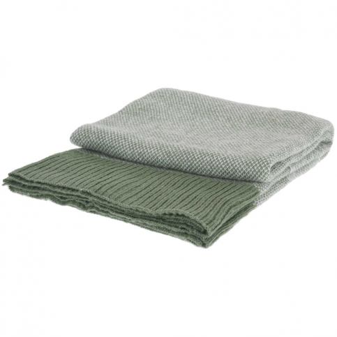 Emako Zelená pletená deka s akrylu, elegantní a měkký přehoz na gauč nebo postel s ozdobným - EMAKO.CZ s.r.o.