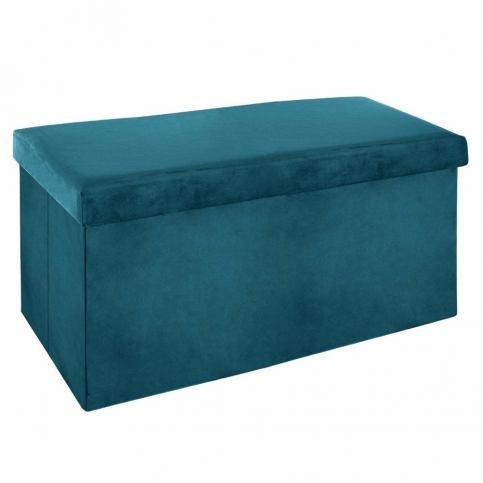 Emako Dvoumístný sedák s úložným prostorem v sametově modré barvě - EMAKO.CZ s.r.o.