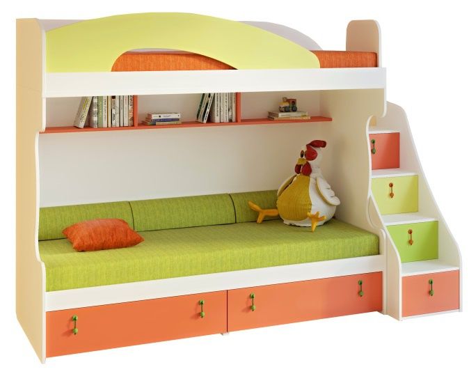 Dětská patrová postel Aurora II 90x200cm, levá - výběr odstínů - Nábytek Harmonia s.r.o.
