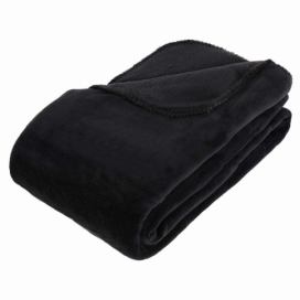 Atmosphera Fleecová deka v černé barvě, měkký pléd pro chladné večery - 180 x 230 cm