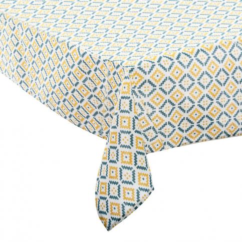 Emako Ubrus bílo-modro-žluté barvy o rozměrech 140 x 240 cm, vyrobený z polyesteru, ozdoba - EMAKO.CZ s.r.o.