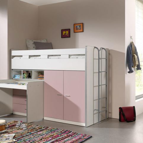 Multifunkční dětská postel se skříní komodou a stolem Bonny - světle růžová - Nábytek aldo - NE