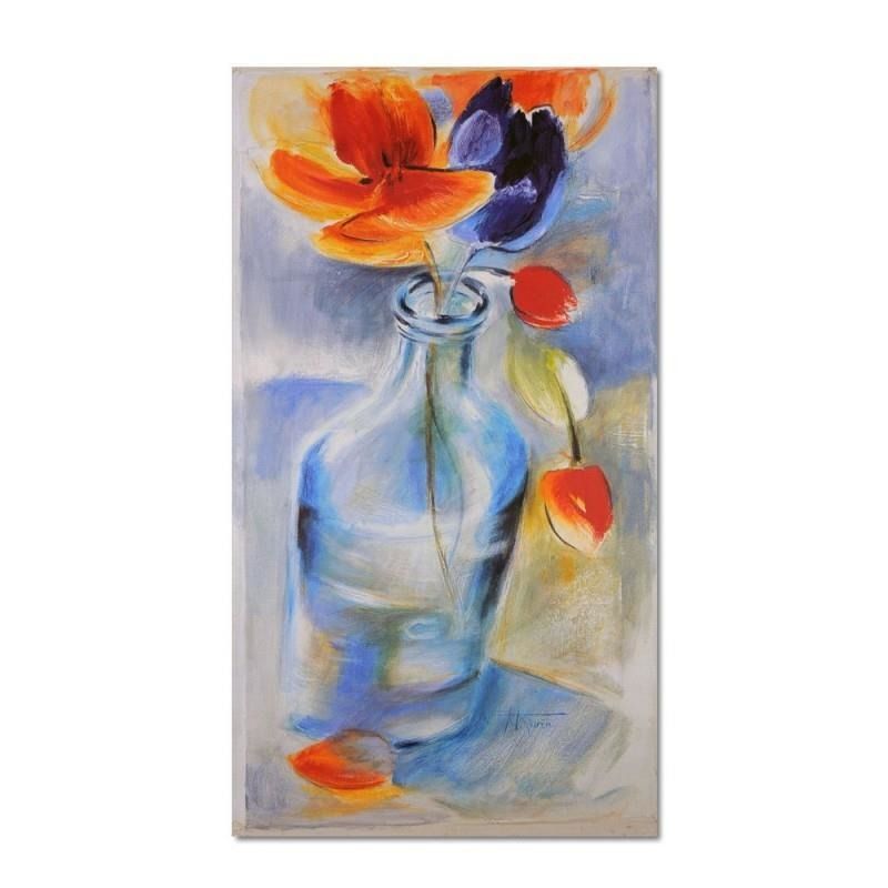 CARO Obraz na plátně - Colorful Flowers In A Glass Vase 30x40 cm - GLIX DECO s.r.o.