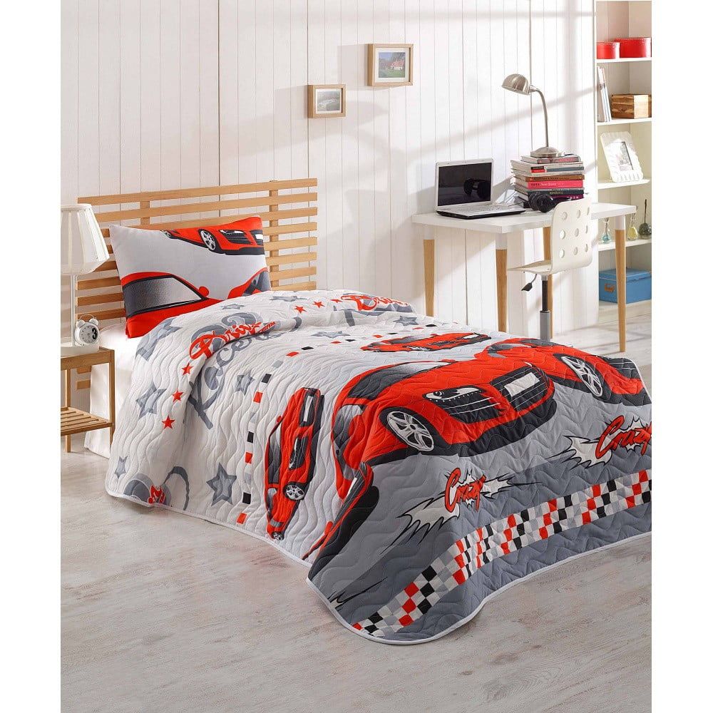 Set přehozu přes postel a povlaku na polštář s příměsí bavlny Eponj Home Crazy Red, 160 x 220 cm - Bonami.cz