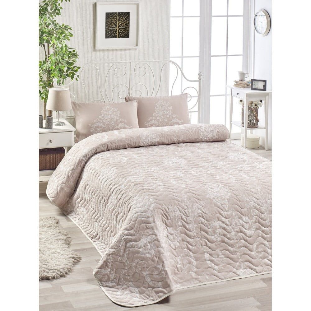 Set přehozu přes postel a povlaku na polštář s příměsí bavlny Kralice Mink, 160 x 220 cm - Bonami.cz