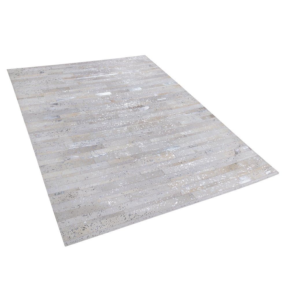 Béžovo-stříbrný kožený koberec 160 x 230 cm TIPILI - Beliani.cz