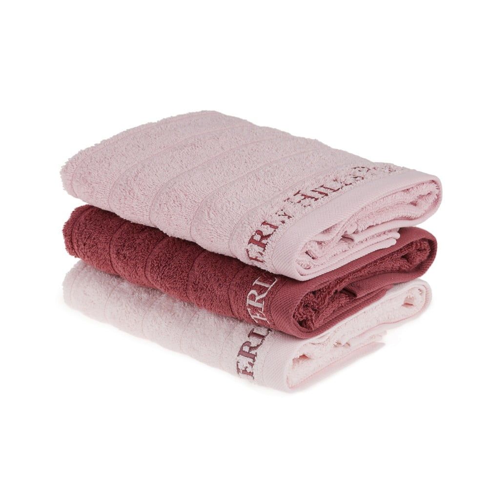 Sada 3 růžových ručníků na ruce, 90 x 50 cm - Bonami.cz