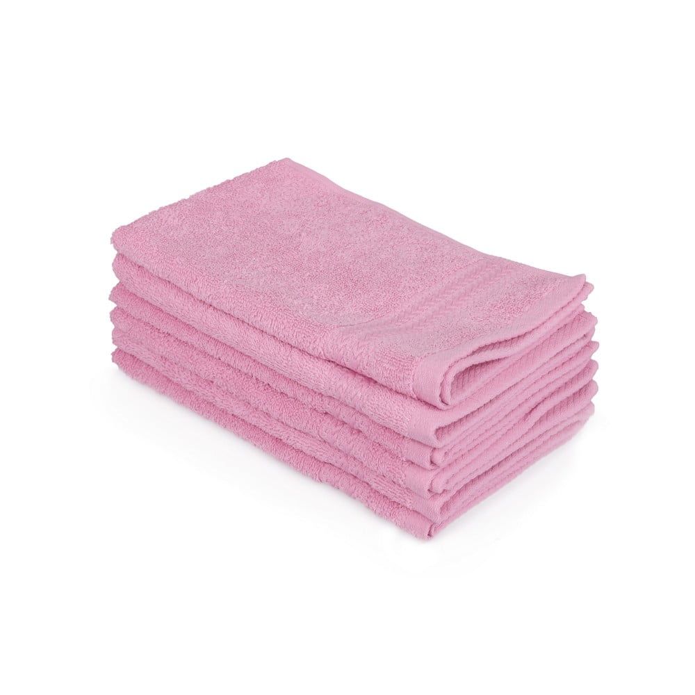 Sada 6 růžových ručníků do koupelny, 50 x 30 cm - Bonami.cz