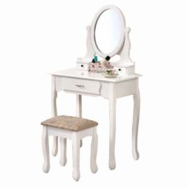 Tempo Kondela Toaletní stolek s taburetem LINET New - bílá / stříbrná