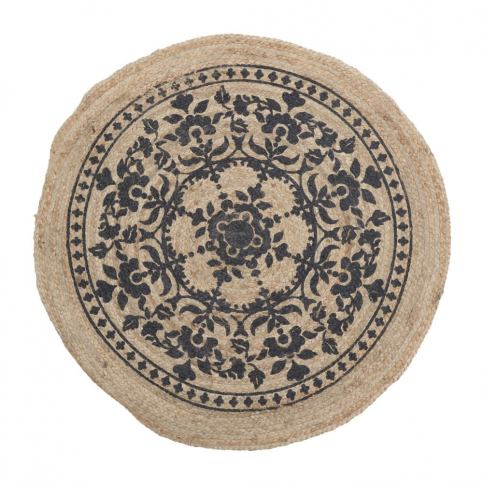 Kruhový koberec z juty a bavlny InArt Black Mandala, ⌀ 90 cm - Bonami.cz