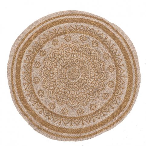 Kruhový koberec z juty a bavlny InArt Brown Mandala, ⌀ 90 cm - Bonami.cz