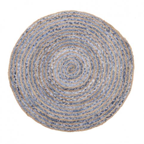 Modrý kruhový koberec z juty a bavlny InArt, ⌀ 90 cm - Bonami.cz