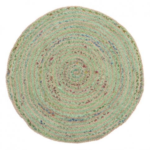 Zelený kruhový koberec z juty a bavlny InArt, ⌀ 90 cm - Bonami.cz