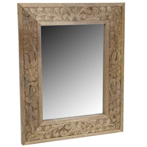 Emako Nástěnné zrcadlo v dřevěném rámu, 50x40 cm, světle hnědá barva - EMAKO.CZ s.r.o.