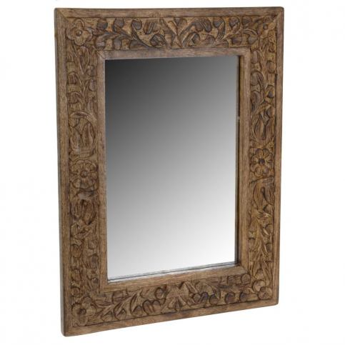 Emako Nástěnné zrcadlo v dřevěném rámu, 50x40 cm, tmavě hnědá barva - EMAKO.CZ s.r.o.