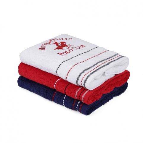 Sada 3 barevných bavlněných ručníků do koupelny, 90 x 50 cm - Bonami.cz