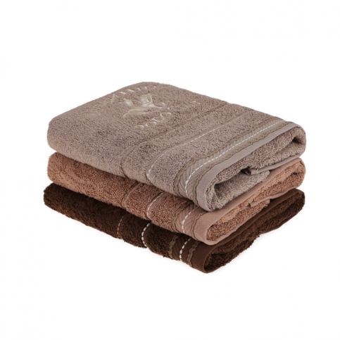 Sada 3 hnědých ručníků na ruce do koupelny, 90 x 50 cm - Bonami.cz