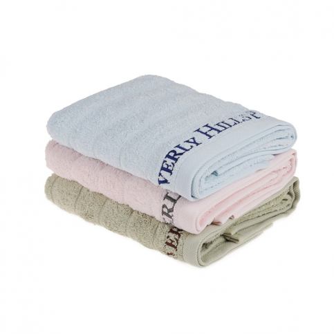 Sada 3 ručníků na ruce v pastelových barvách, 90 x 50 cm - Bonami.cz