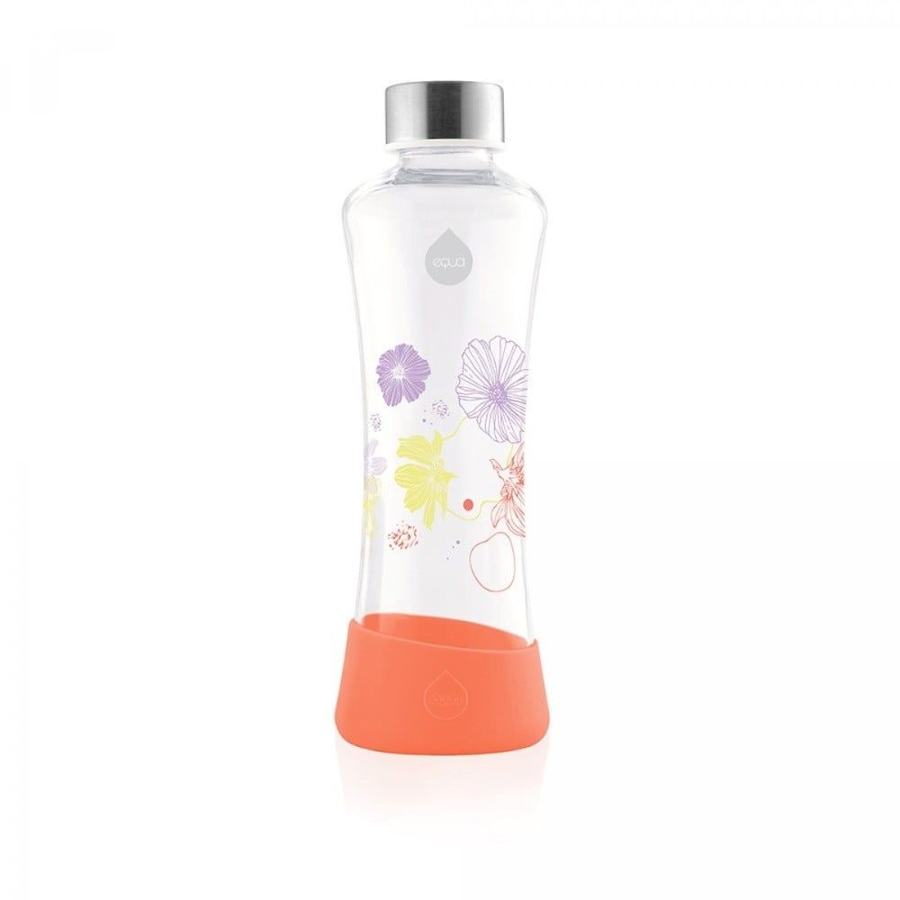 Oranžová láhev z borosilikátového skla Equa Flowerhead Poppy, 550 ml - Bonami.cz