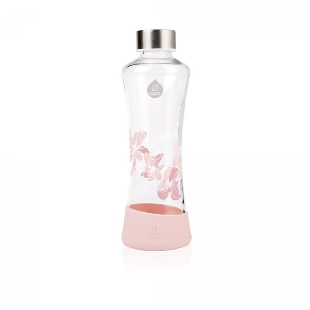 Růžová láhev z borosilikátového skla Equa Urban Jungle Magnolia, 550 ml - Bonami.cz