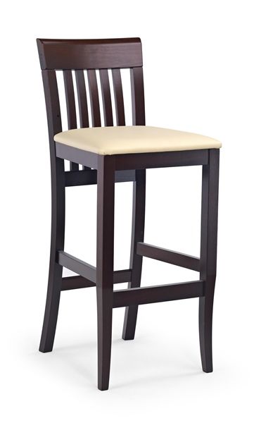 Halmar Barová židle MIX - tmavý ořech / krémová ekokůže - ATAN Nábytek