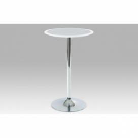 Barový stůl AUB-6050 WT stříbrný a bílý plast/chrom, VÝPRODEJ