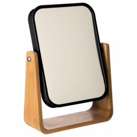 5five Simply Smart Černé zrcadlo stojící v bambusovém rámu, elegantní kosmetické zrcadlo z přírodních surovin
