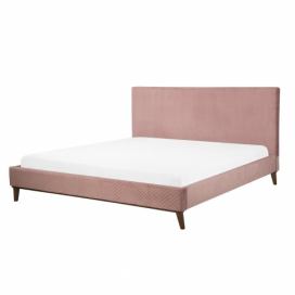 Čalouněná růžová postel 180x200 cm BAYONNE