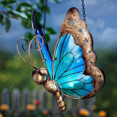 Solární dekorace Motýl Bella, modrý - Velký Košík