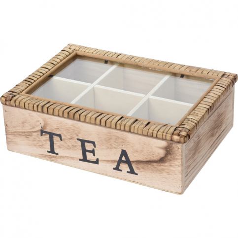 EH Excellent Houseware Dřevěný box na čaj 6 přihrádek TEA kazeta - EMAKO.CZ s.r.o.