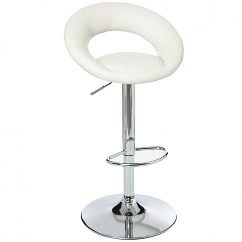 Emako Barová stolička, stolička s opěrkou, židle na plošině, bílá stolička  SASHA, - EMAKO.CZ s.r.o.