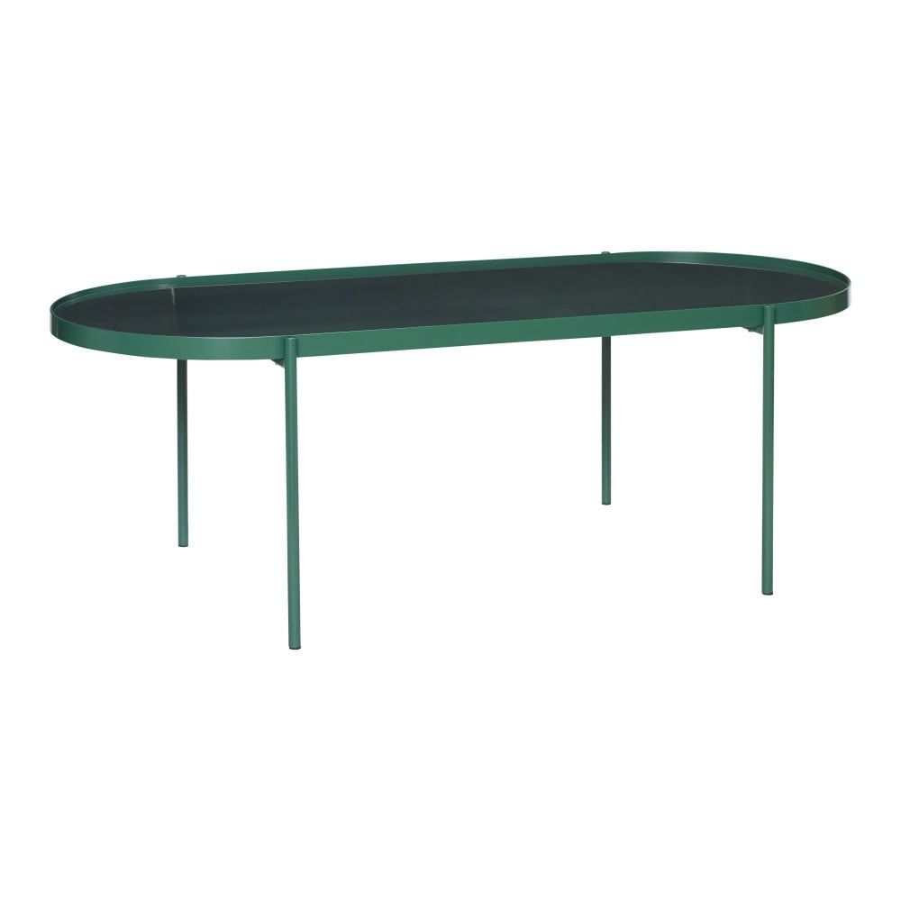 Zelený stůl se skleněnou deskou Hübsch Table, délka 120 cm - Bonami.cz