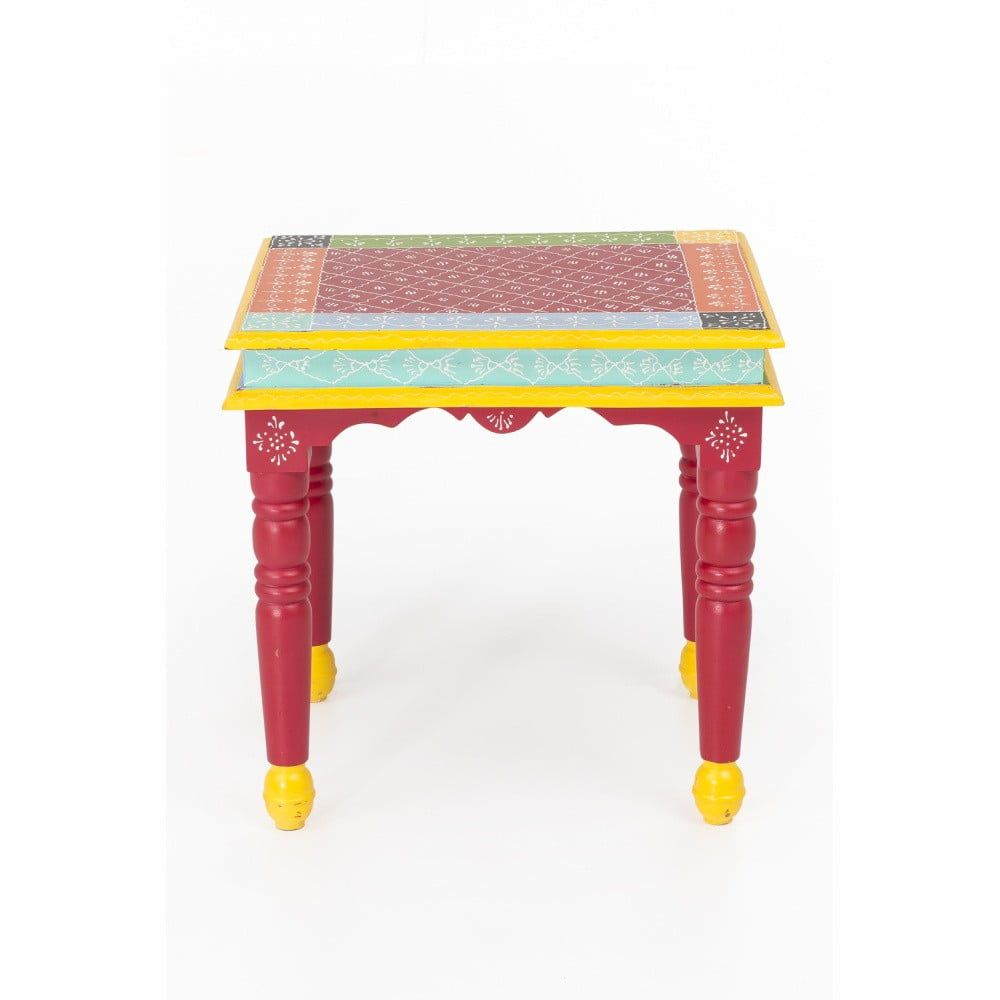 Odkládací stolek z akáciového dřeva WOOX LIVING India Colore, 53 x 53 cm - Bonami.cz