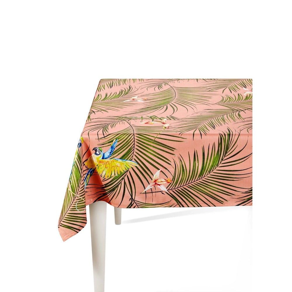 Růžový ubrus s palmami The Mia Parrot, 150 x 150 cm - Bonami.cz