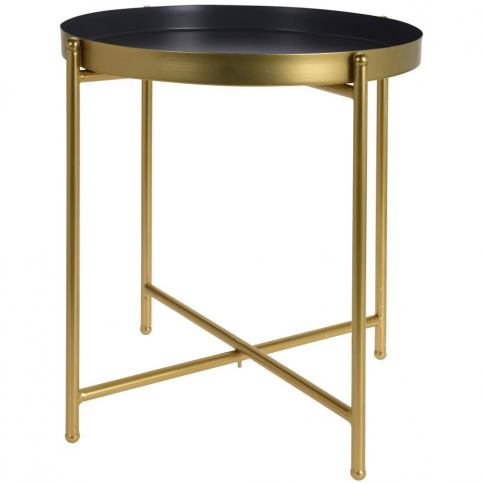 Home Styling Collection Kulatý konferenční stolek a tác pro servírování v jednom, zlatý - EMAKO.CZ s.r.o.