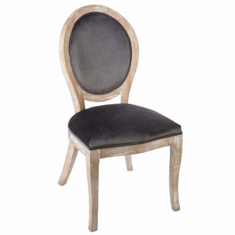 Emako Čalouněná sametová židle ve stylu Shabby Chic z přírodního dřeva - EMAKO.CZ s.r.o.