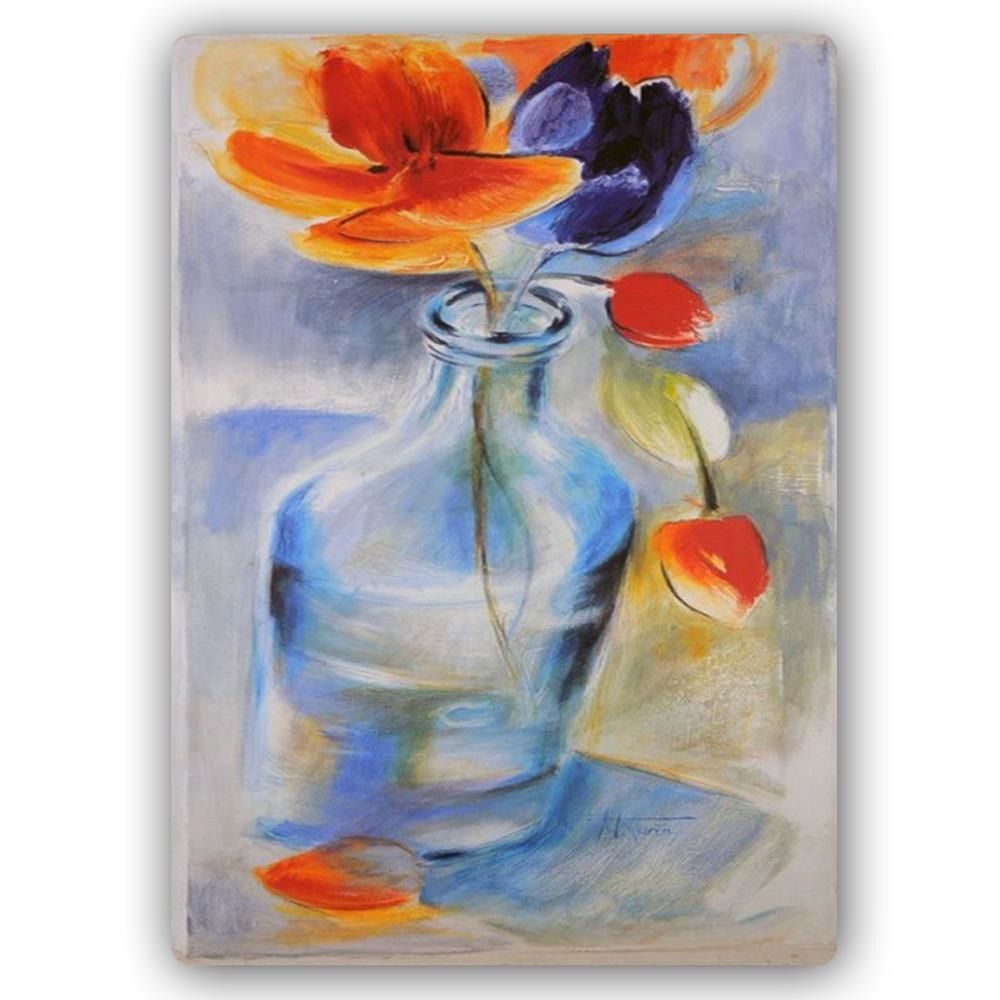 CARO Kovový obraz - Colorful Flowers In A Glass Vase 30x40 cm - GLIX DECO s.r.o.