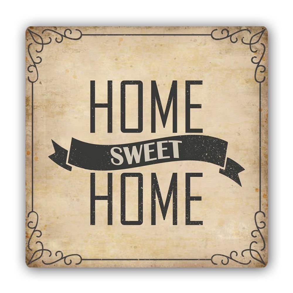 CARO Kovový obraz - Home Sweet Home 30x30 cm - GLIX DECO s.r.o.