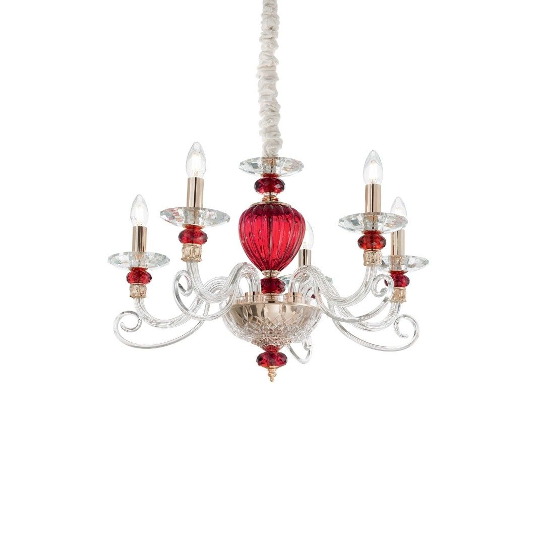 Ideal Lux 168258 závěsné stropní svítidlo Baronet 5x40W|E14 - červené - Dekolamp s.r.o.